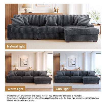 UIXE Upholstered Plush Velvet L Shaped Couch Modular Sofa