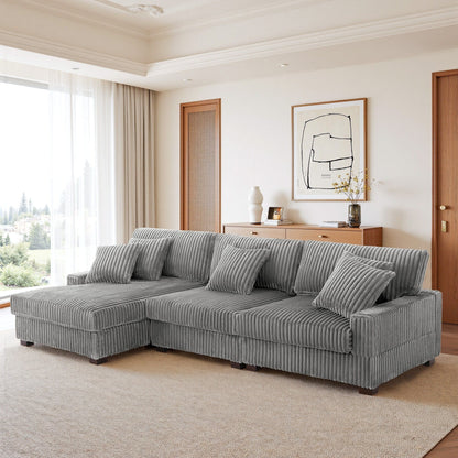 UIXE Upholstered Plush Velvet L Shaped Couch Modular Sofa