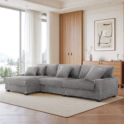 UIXE Upholstered Plush Velvet L Shaped Couch Modular Sofa