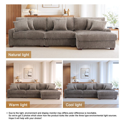 UIXE Upholstered Plush Velvet L Shaped Couch Modular Sofa