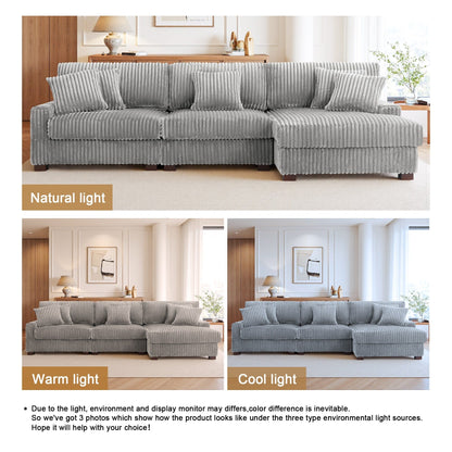 UIXE Upholstered Plush Velvet L Shaped Couch Modular Sofa