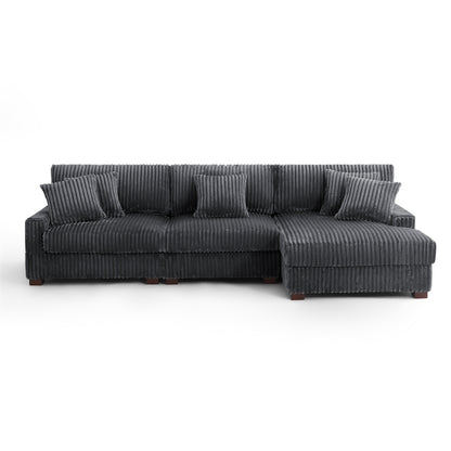 UIXE Upholstered Plush Velvet L Shaped Couch Modular Sofa