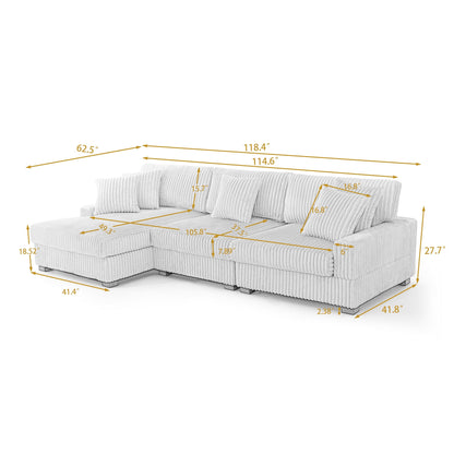 UIXE Upholstered Plush Velvet L Shaped Couch Modular Sofa