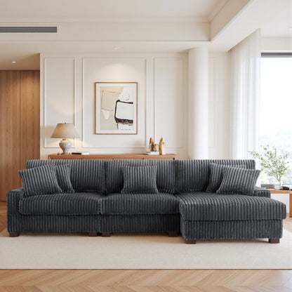 UIXE Upholstered Plush Velvet L Shaped Couch Modular Sofa