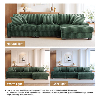 UIXE Upholstered Plush Velvet L Shaped Couch Modular Sofa