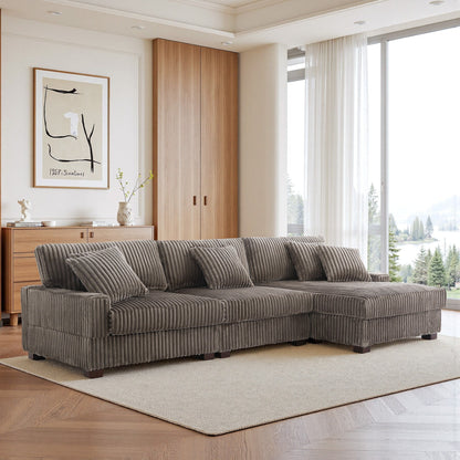 UIXE Upholstered Plush Velvet L Shaped Couch Modular Sofa