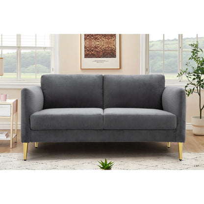 US PRIDE FURNITURE 60.63 W Mid-Century Corduroy Fabric Loveseat
