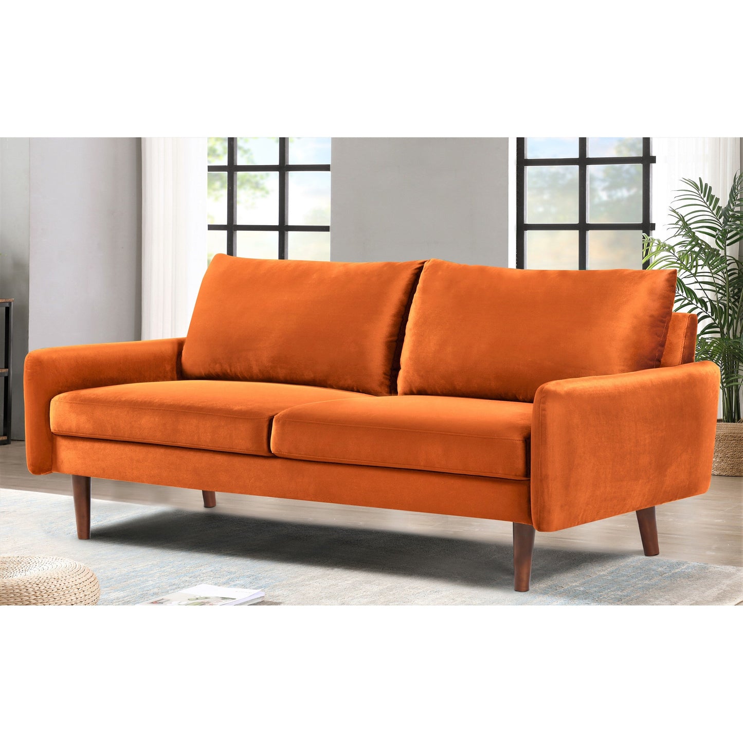 US Pride Furnitirue 70''W Tapered-Leg Velvet Sofa