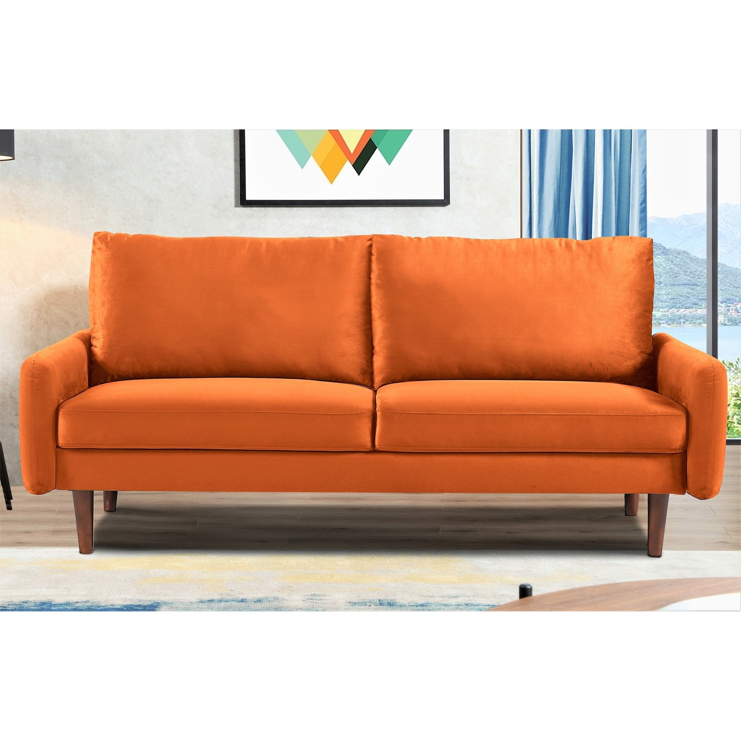 US Pride Furnitirue 70''W Tapered-Leg Velvet Sofa