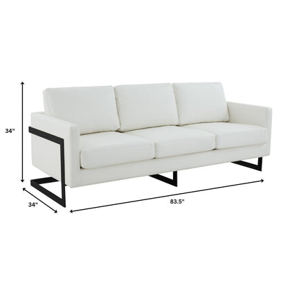 3-Seater Sofa Minimalist Upholstered Leather Couch w Removable Cushions in Stainless Steel for Living Room Bedroom