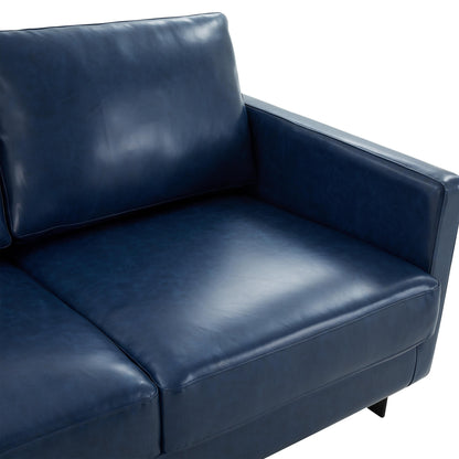 3-Seater Sofa Minimalist Upholstered Leather Couch w Removable Cushions in Stainless Steel for Living Room Bedroom