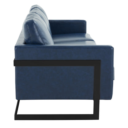3-Seater Sofa Minimalist Upholstered Leather Couch w Removable Cushions in Stainless Steel for Living Room Bedroom