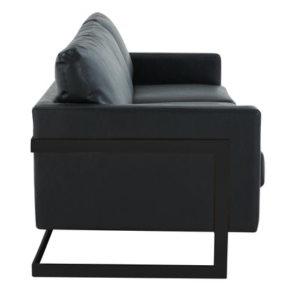 3-Seater Sofa Minimalist Upholstered Leather Couch w Removable Cushions in Stainless Steel for Living Room Bedroom