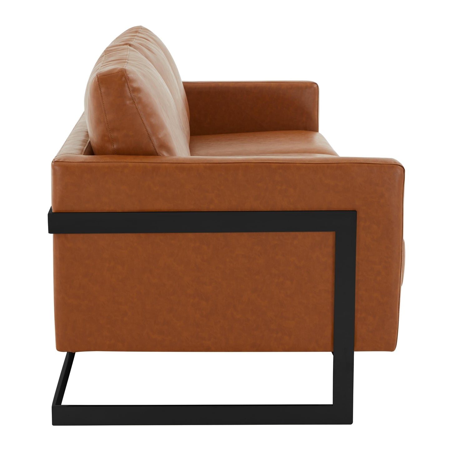 3-Seater Sofa Minimalist Upholstered Leather Couch w Removable Cushions in Stainless Steel for Living Room Bedroom
