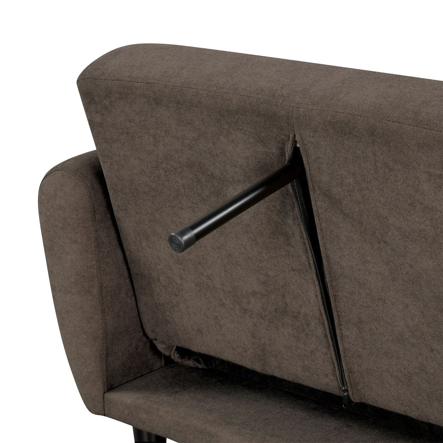 Upholstered Futon Sofa with Channeled Back