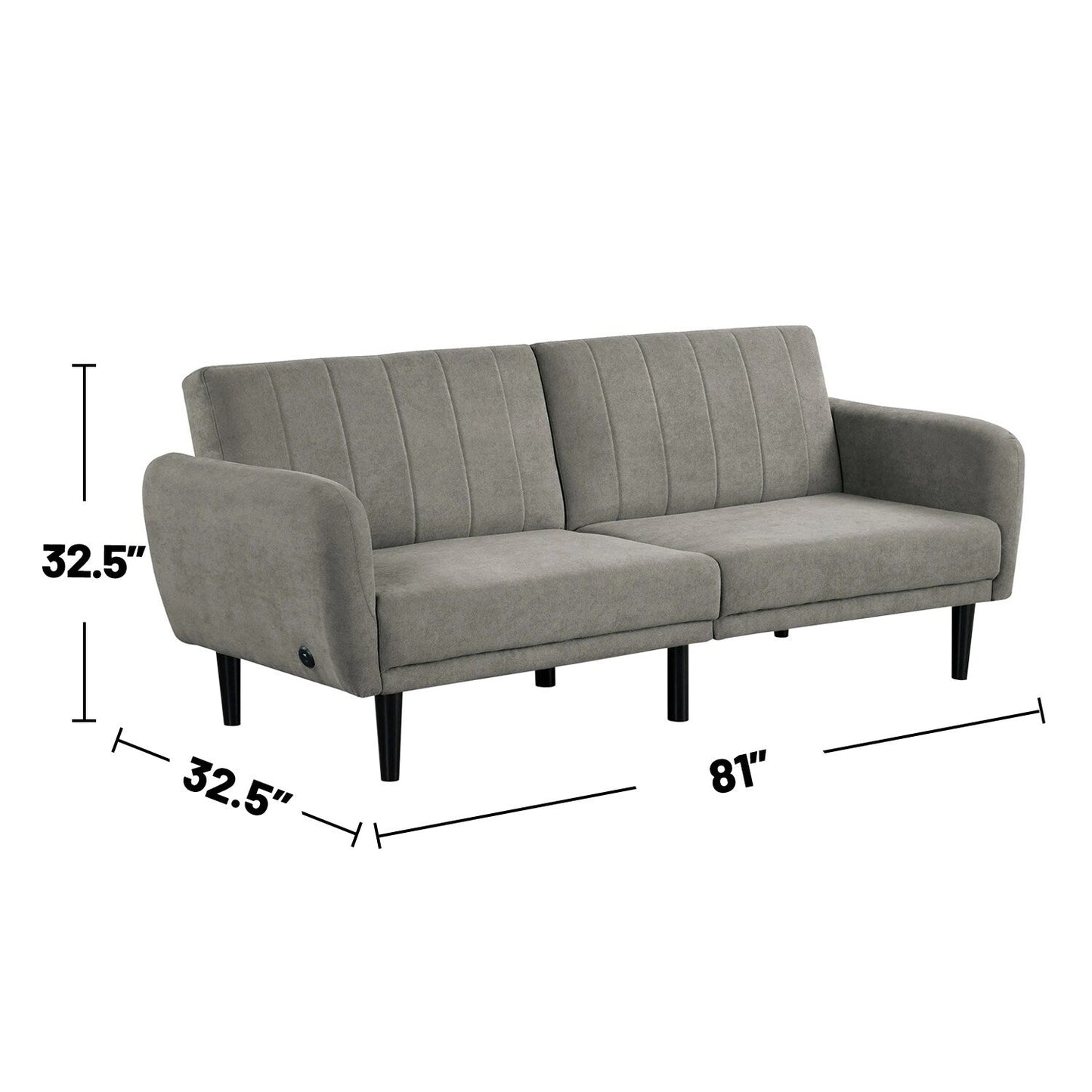 Upholstered Futon Sofa with Channeled Back