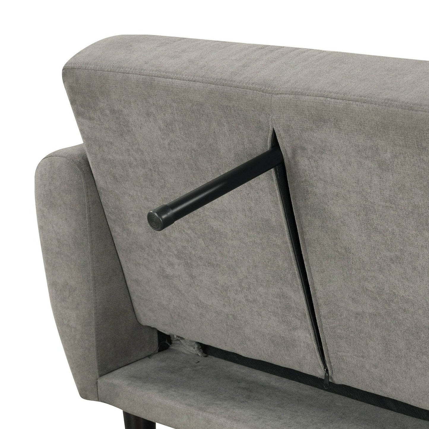 Upholstered Futon Sofa with Channeled Back