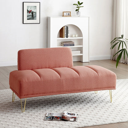 Upholstered Loveseat Bench with Gold Legs