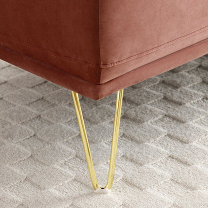 Upholstered Loveseat Bench with Gold Legs