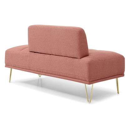 Upholstered Loveseat Bench with Gold Legs