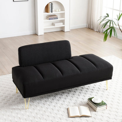Upholstered Loveseat Bench with Gold Legs