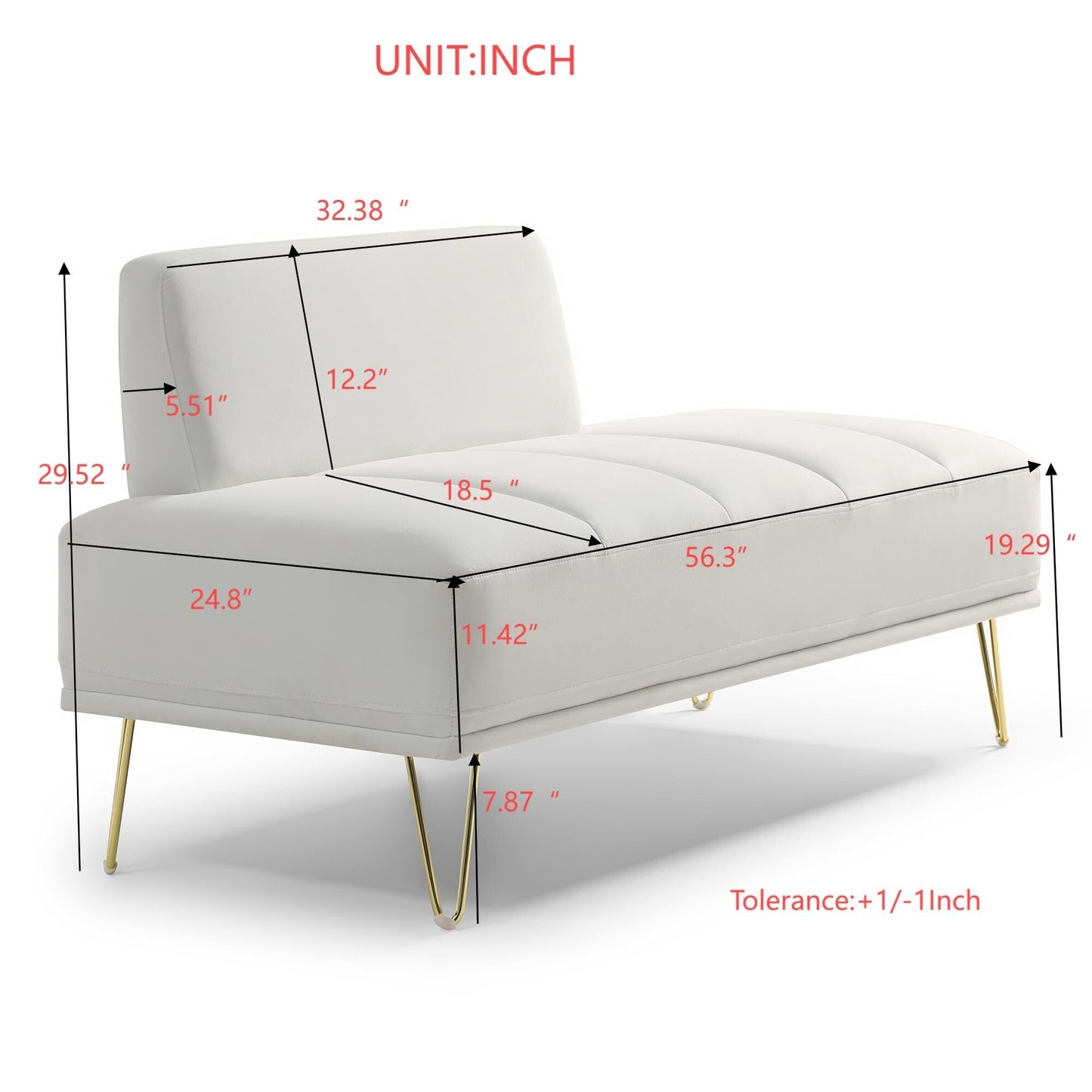 Upholstered Loveseat Bench with Gold Legs