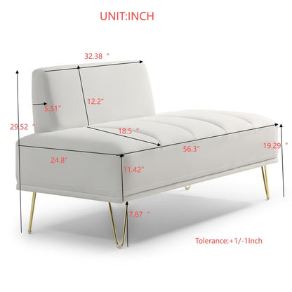 Upholstered Loveseat Bench with Gold Legs