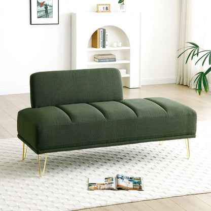 Upholstered Loveseat Bench with Gold Legs
