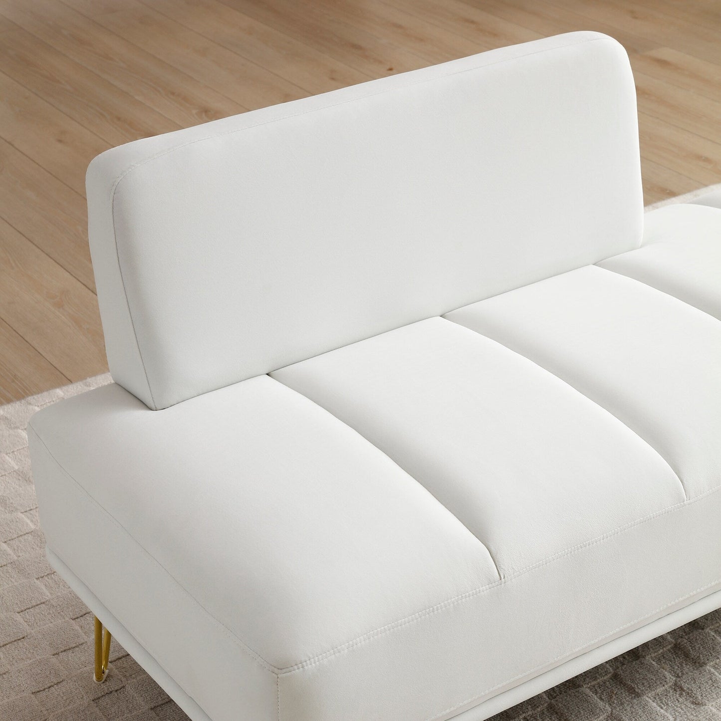 Upholstered Loveseat Bench with Gold Legs
