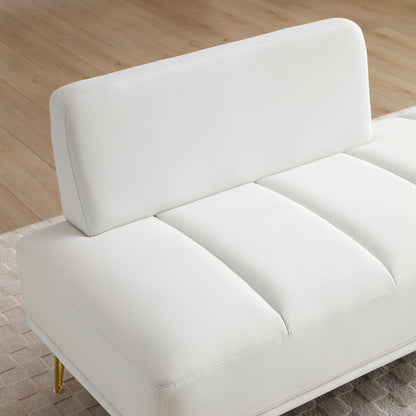 Upholstered Loveseat Bench with Gold Legs