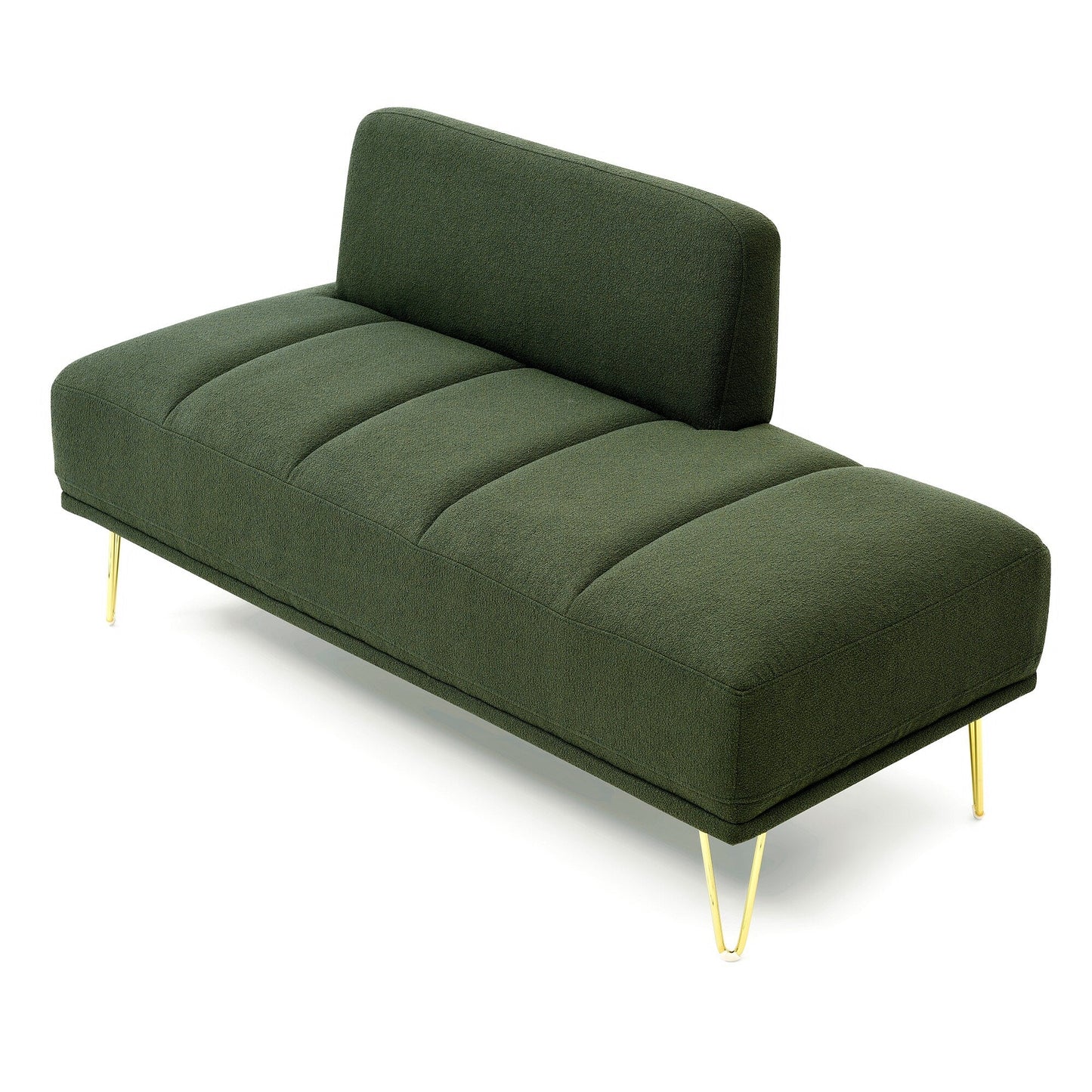 Upholstered Loveseat Bench with Gold Legs