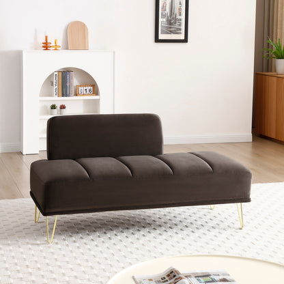 Upholstered Loveseat Bench with Gold Legs