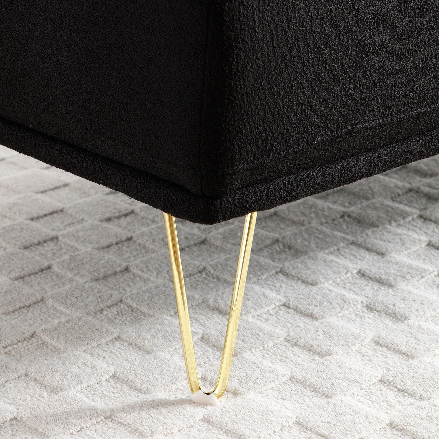 Upholstered Loveseat Bench with Gold Legs