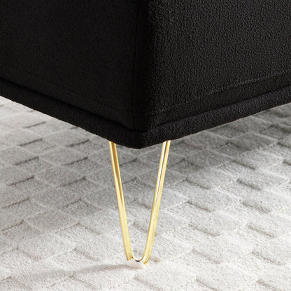 Upholstered Loveseat Bench with Gold Legs
