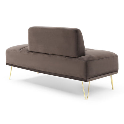 Upholstered Loveseat Bench with Gold Legs