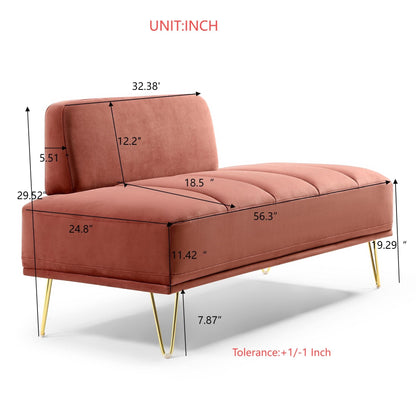Upholstered Loveseat Bench with Gold Legs