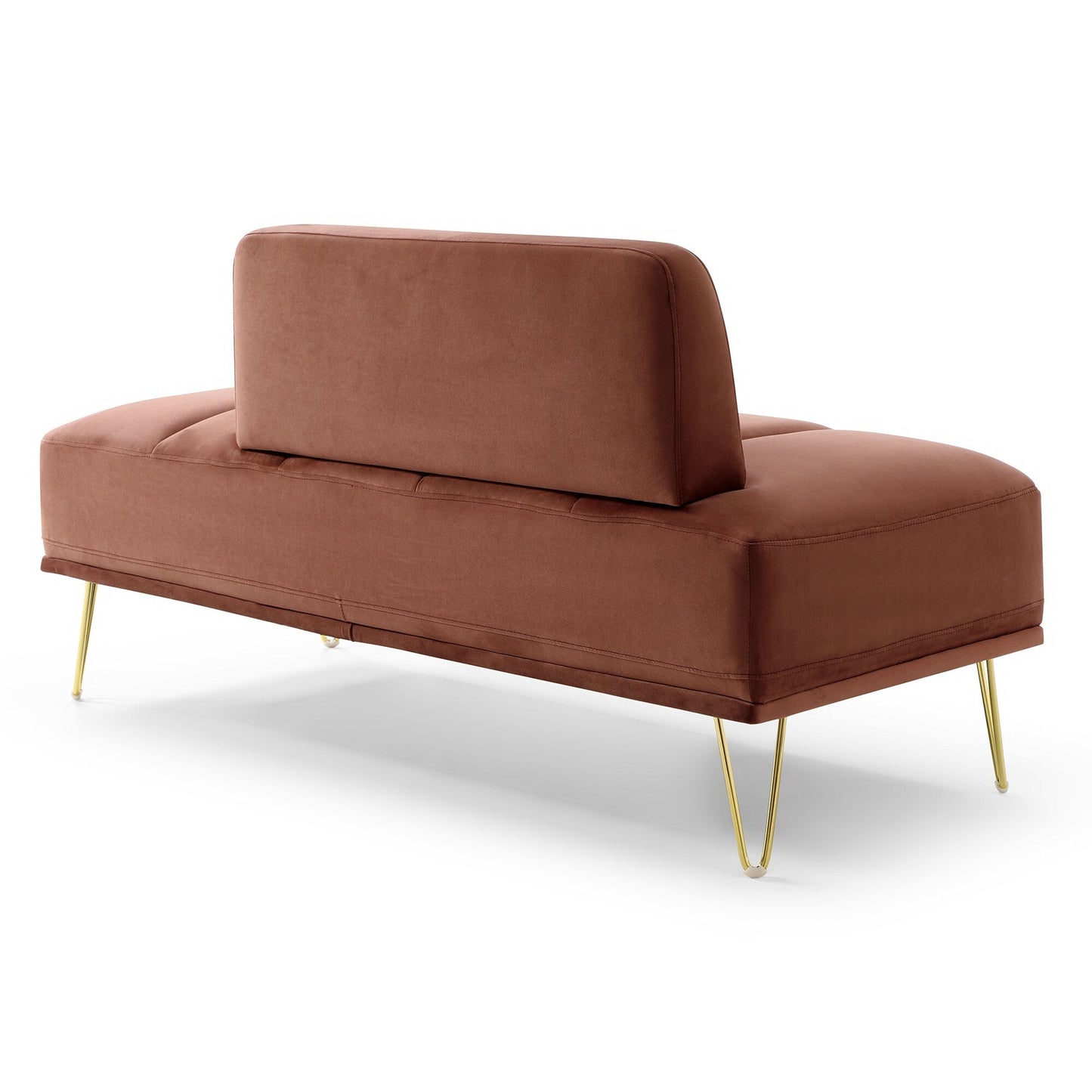 Upholstered Loveseat Bench with Gold Legs