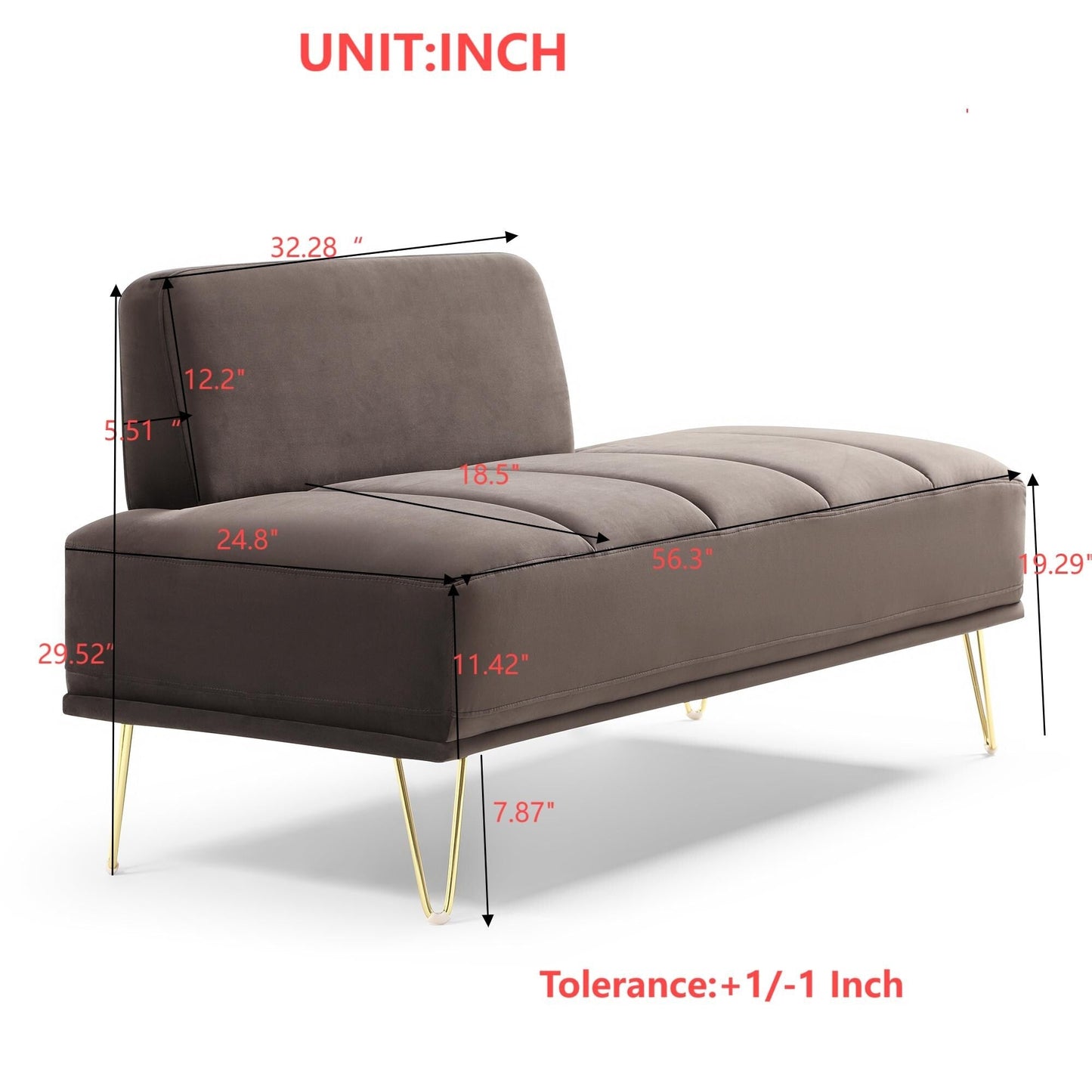 Upholstered Loveseat Bench with Gold Legs