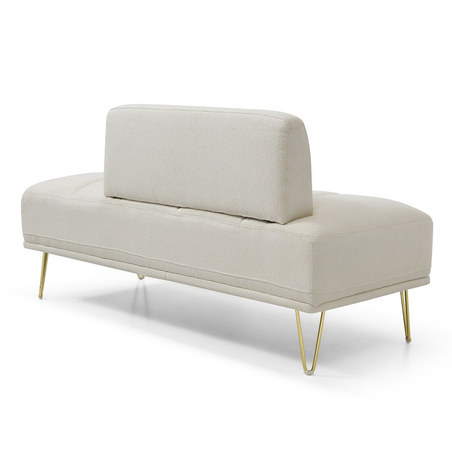 Upholstered Loveseat Bench with Gold Legs