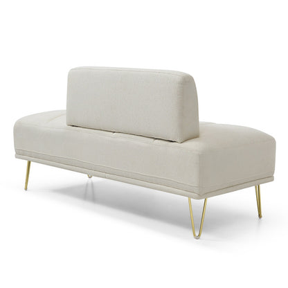 Upholstered Loveseat Bench with Gold Legs