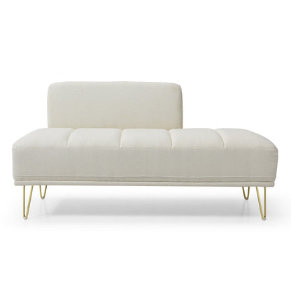 Upholstered Loveseat Bench with Gold Legs