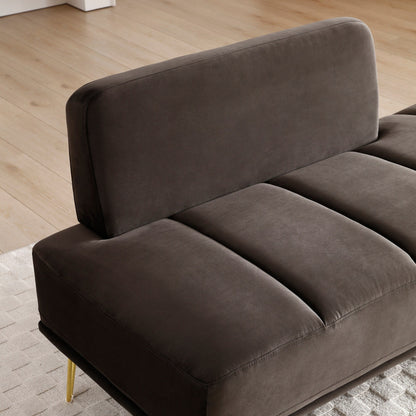 Upholstered Loveseat Bench with Gold Legs