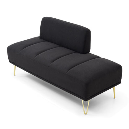 Upholstered Loveseat Bench with Gold Legs