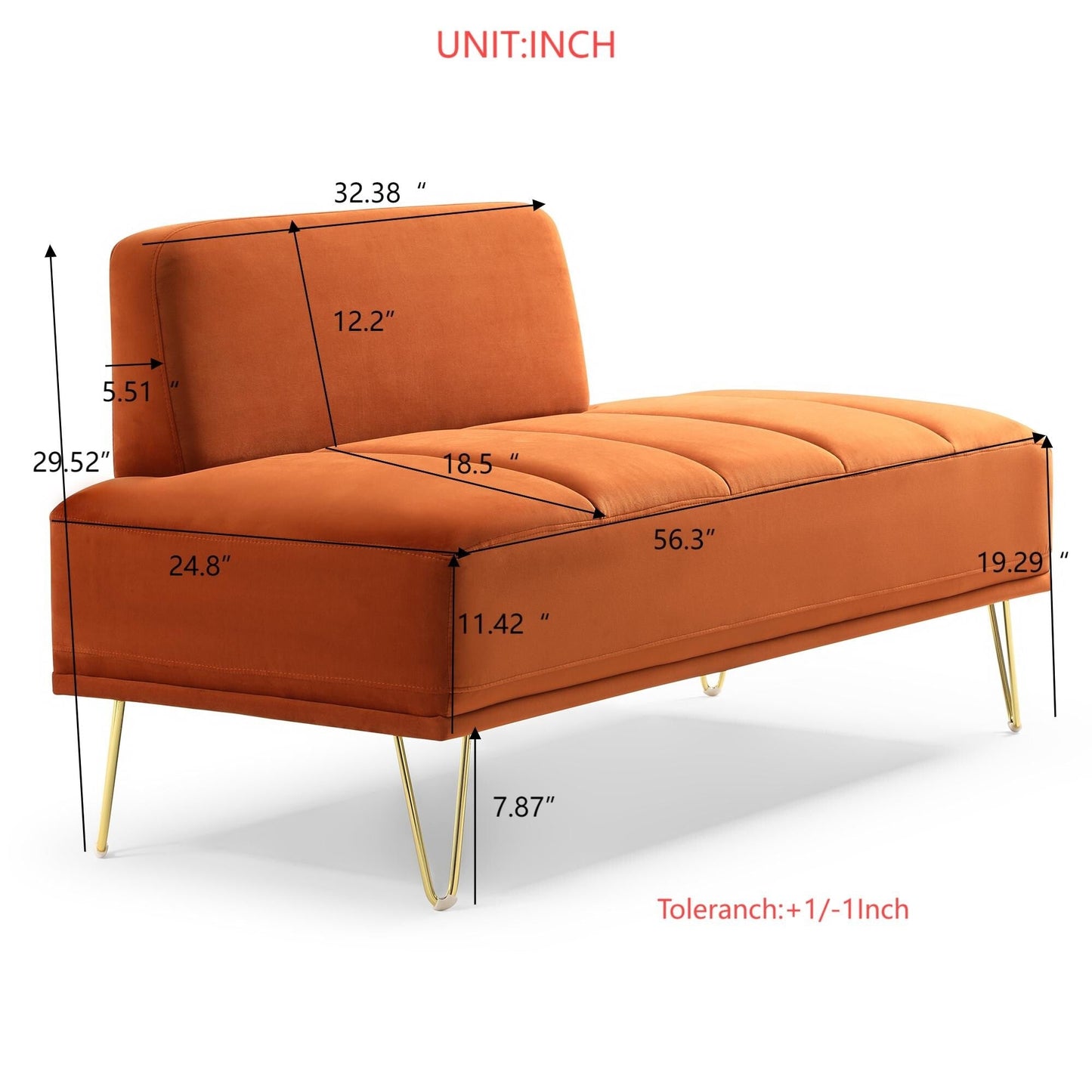 Upholstered Loveseat Bench with Gold Legs