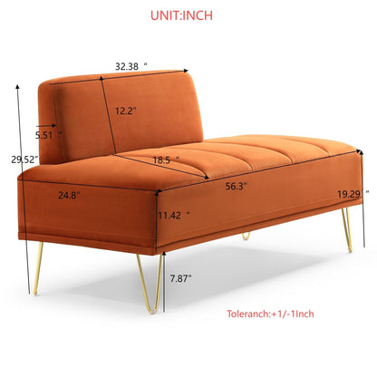 Upholstered Loveseat Bench with Gold Legs
