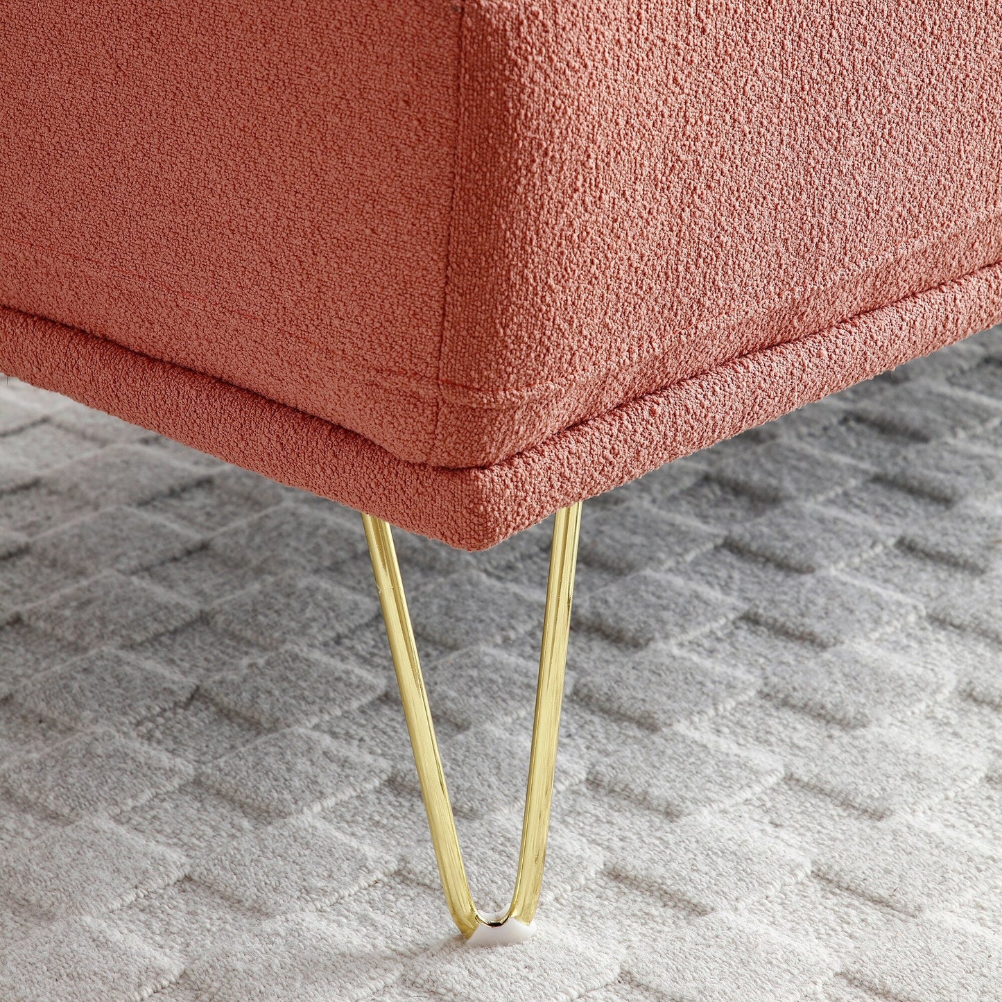 Upholstered Loveseat Bench with Gold Legs