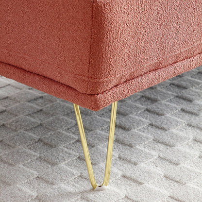 Upholstered Loveseat Bench with Gold Legs