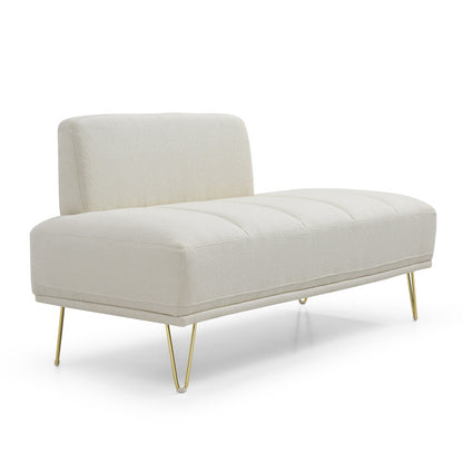 Upholstered Loveseat Bench with Gold Legs