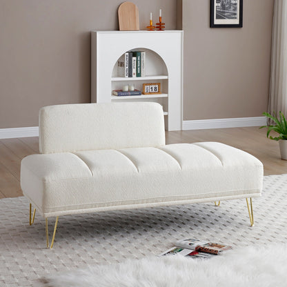 Upholstered Loveseat Bench with Gold Legs