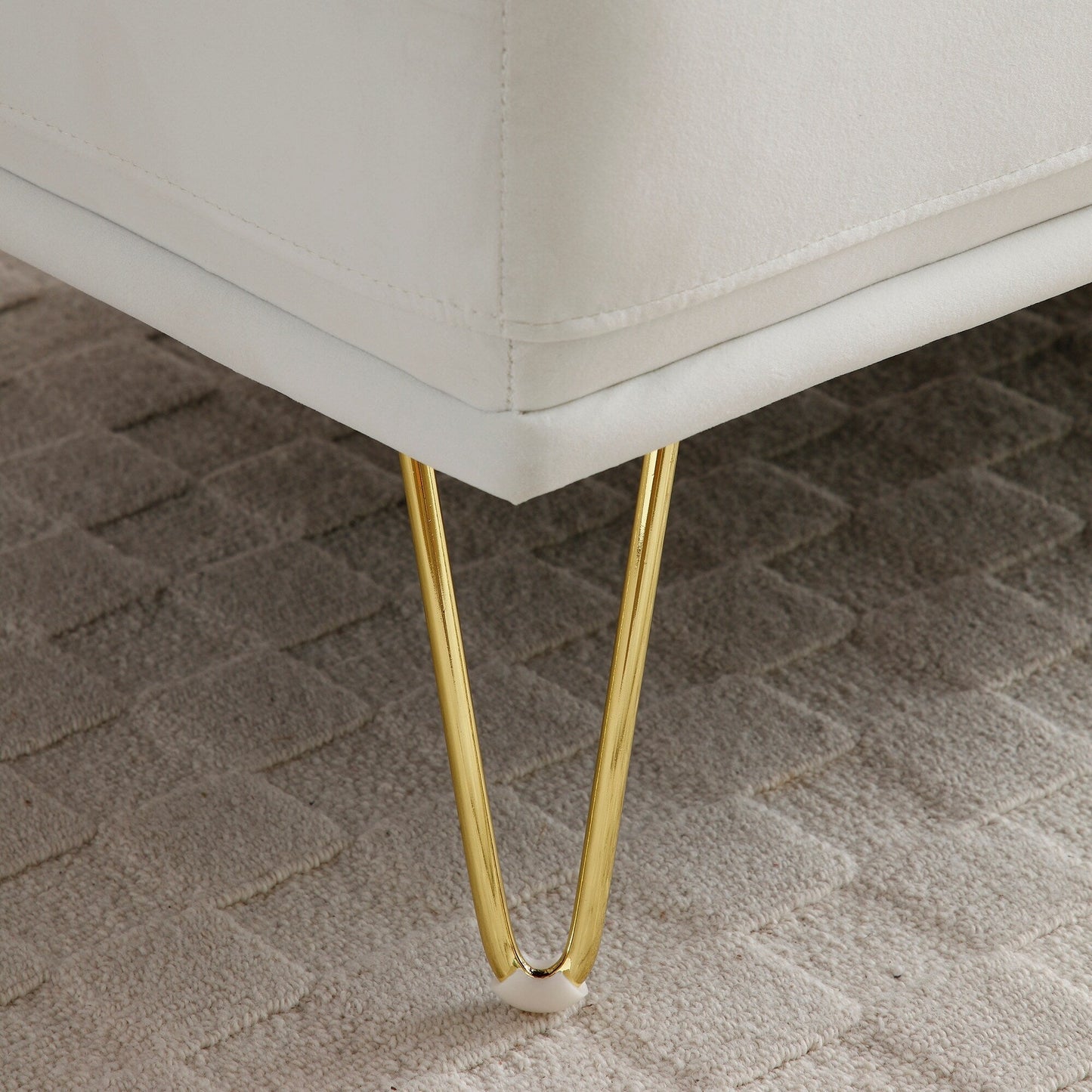 Upholstered Loveseat Bench with Gold Legs